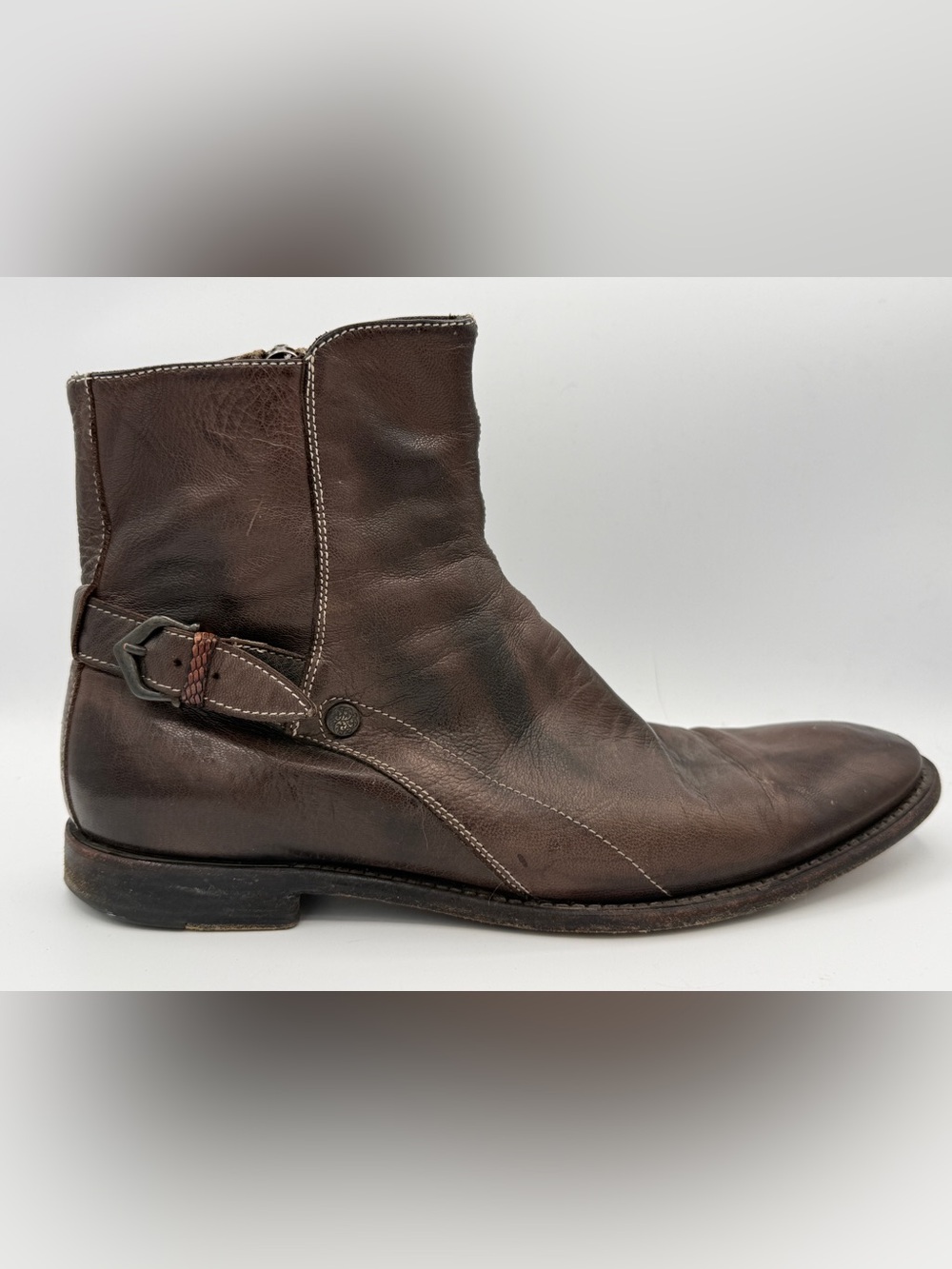 Paul Smith Brown Leather Ankle Distressed Grunge Strap Heritage Harness 9